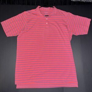 Men's XL B. Draddy Performance Polo Pink Striped Brentwood CountryClub Tennessee
